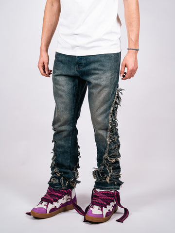 Destroyed Flared Denim