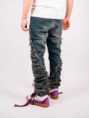 Destroyed Flared Denim